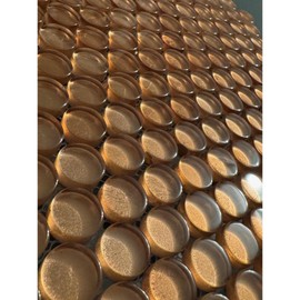 Tenedos HTC333 Golden Ember 12x12 Glossy Amber Gold Penny Round Glass Mosaic Tile for Bathroom Wall, Shower, Kitchen Backsplash – Single Sheet