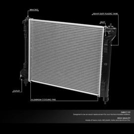 DNA Motoring OEM-RA-13365 Factory Style Bolt-on Aluminum Core Cooling Radiator Compatible with 2013-2018 Sentra, 20" W X 15-15/16" H X 1" D