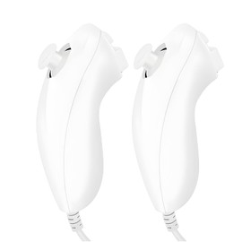 Sporgo Pack of 2 Nunchuk Controller for Wii: Wii U Video Gamepad, Right Nunchaku Controller with Motion Plus, Replacement Nunchuck Controllers are Perfectly Compatible with Wii and Wii U Console