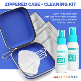 OPTIPAK Anti Fog Spray for Glasses - Antifog Cleaner with Microfiber Cloth for Eyeglasses, Goggles, Sunglasses, Mirror - Eyeglass Defogger Spray for Mask Wearers (30ml/1oz 2pk PK case)