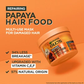 Garnier Fructis, 3-in-1 Hair Mask, Repairing & Hydrating, Hair Food Papaya, 390ml