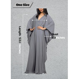 Leisureperiod Caftan Dresses for Women Solid Color Plus Size Beach Dress V Neck Cover Up Loose Soft Kaftan Loungewear, Color 6, One Size