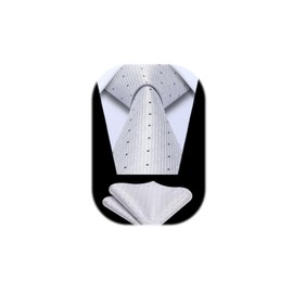 Enlision Ties for Men Wedding Plaid Tie with Pocket Square Formal Business Tie & Handkerchief Set, grey / light grey