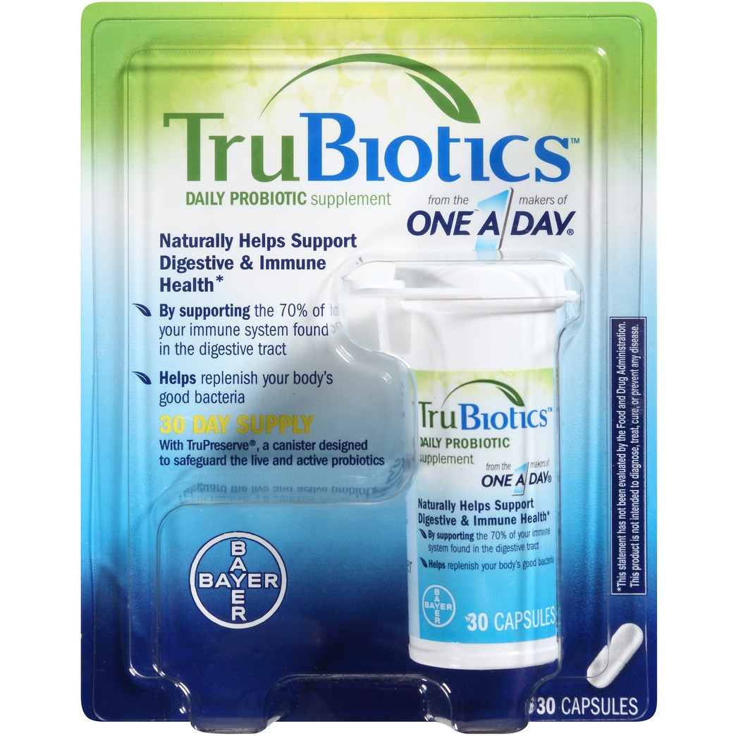 TruBiotics Daily Probiotic, 30 capsules - Gluten Free, Soy Free Digestive + Immune Health Support Supplement for Men and Women