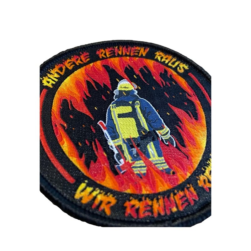 polizeimemesshop Helden Fire Brigade Patch "Wir Rennen Rein Textil" [German
