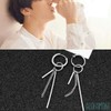 ALOHAMONI BTS Jungkook Hoop Earrings, Rods and Chains, 3-Chain Design,