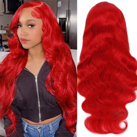 Agairl Red Human Hair Wig 13x6 Red Body Wave Lace Front Wigs Human Hair Pre Plucked 210% Density Red Wig Human Hair HD Lace Frontal wig For Women Colored Wigs 28 Inch