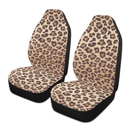 YINGQIGUAN 2 PCS Leopard Print Car Seat Covers Abstract Cheetah Pattern Brown Wild Animal Skin Texture Vehicle Seat Protector Cushion Cover Universal Car Interior Accessories for SUV Truck Sedan