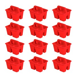Storex Mini Classroom Caddy, Multipurpose Classroom Organizer with Handle, Red, Pack of 12 (01063U12C)