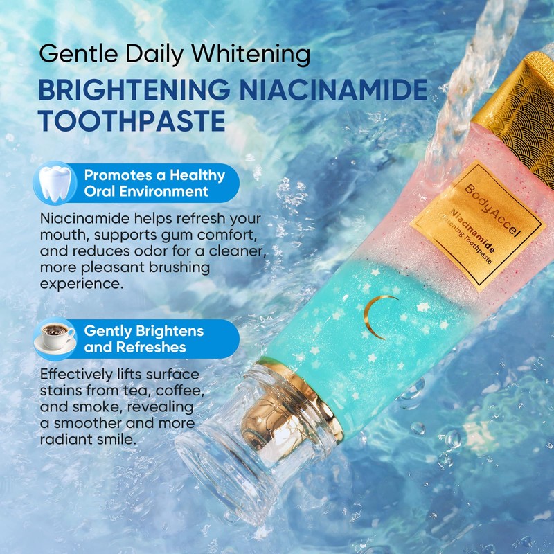 BodyAccel Niacinamide Whitening Toothpaste – Natural Whitening Toothpaste with Niacinamide,