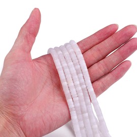 BEADIA - abalorio espaciadoras de ágata blanca natural, semipiedras sueltas para hacer abalorios de 6 x 3 mm, 38 cm