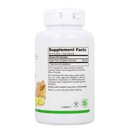 LuckyHerbs - Ginger Root Digestive Support 550 mg. - 100 Veg Capsules