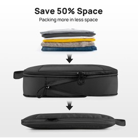 Carttiya Suitcase Organiser Compression Set, Packing Cube Set Compression Your Travel Luggage, Compression Packing Cube, Compressible Packing Cubes for Organising Packing Bags Set (6 Pieces, Black)