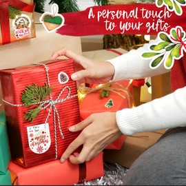 Christmas Tags for Gifts - 50 Pieces Christmas Gift Tags Self-Adhesive Stickers - 10 Different Designs Gift Tags Sticker Christmas - to and from Christmas Labels for Gifts Self Adhesive - White Color