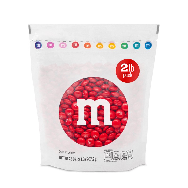 M&M’S WORLD Red Milk Chocolate Candy, 2lbs of M&M'S in