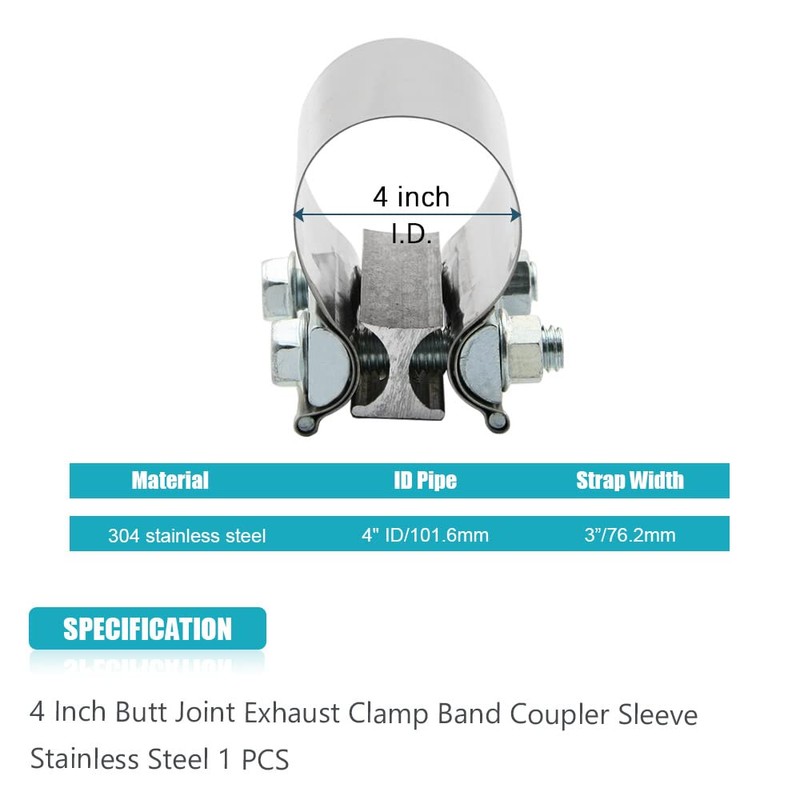 4.0 Inch Exhaust Clamp 4" Butt Joint Band Clamp Sleeve