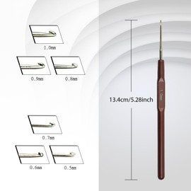 6 Pcs Crochet Hooks Set Ergonomic Lace Crochet Hook Size 0.5mm to 1.0mm for Women Men Craft Beginners Crochet Needles Sets