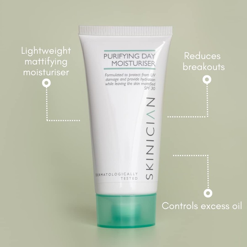 SKINICIAN Purifying Day Moisturiser SPF30 - Lightweight Moisturising Face Cream