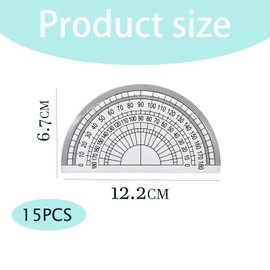 15 PCS Protractor Set, 180 Degree Protractors, Pertractors, Portable and Durable School Supplies for Students and Teachers to use at Home School and Office