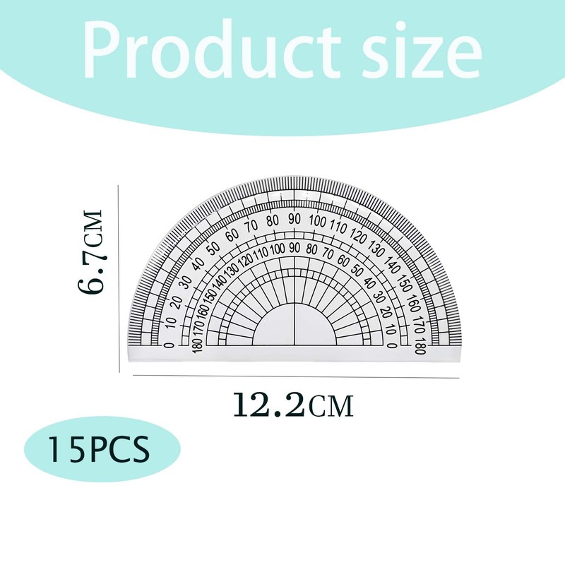 15 PCS Protractor Set, 180 Degree Protractors, Pertractors, Portable and