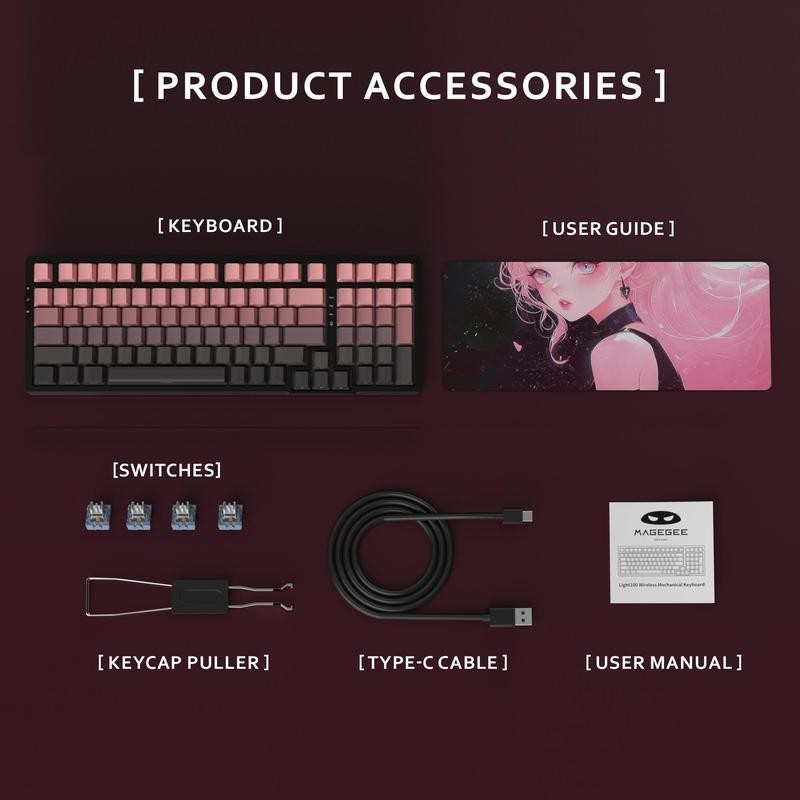 MAGEGEE Light100 Creamy Keyboard Wireless, 96% Gasket Hot Swappable Keyboard