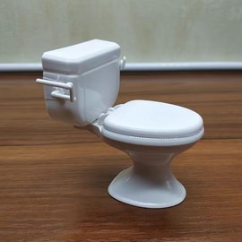 White Dollhouse Furniture Model Bathroom Miniature Toilet for Doll Miniature Bathroom Accessory Furniture, Decorations