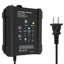 SUNMERIT 65W Outdoor Low Voltage Transformer, Outdoor Landscape Lighting Transformer with Timer and Photocell Sensor, 120V AC to 12V DC, Weatherproof, for Deck Lights, Spotlight, Pathway Light