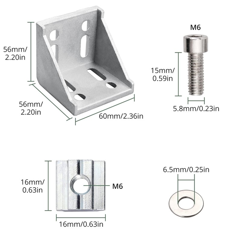 4 x EYPINS Mounting Material Angle 6060, for Aluminium Profile
