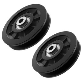 Anobeyi 90mm/3.5" Fitness Nylon Pulley Wheel, Universal Wear Resistant Bearing Pulley for Replacement Gym Equipment Parts, Cable Machine Accessories, Home Gym Garage Door Pulley System (Black-2pcs)