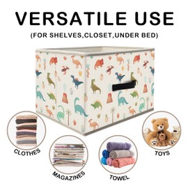 Nogrit Colorful Dinosaur Storage Bins Box, Toybox for Boys, Volcano Woods Dinosaur Foldable Baskets Organizer Container with Handles for Kids Boys Bedroom Bathroom Clothes Toys Books