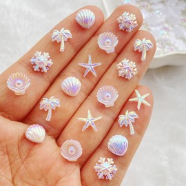 50pcs Character Cute Mini AB Color Starfish Seashell Snowflake Palm Tree Nail Art Resin Designer Charms DIY 3D Accessories Jewelry, mixed, 50pcs, tasteless / 50pcs 캐릭터 귀여운 미니 AB색 불가사리 조개 눈꽃 야자수 손톱 아트 수지 디자이너 매력 DIY 3D 액세서리 보석, mixed, 50개, 무미