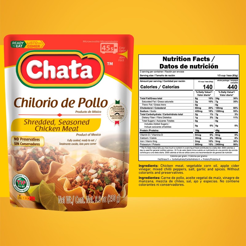 Chata Mexican Chicken Chilorio, Ready to Eat, 8.8 oz