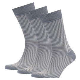 VRD Bamboo Rayon Mens Dress Socks, Striped Design Mid Calf Crew Length Socks for Men Shoe Size 8-13 Ocean Grey, 3-Pairs