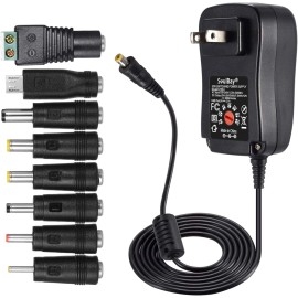 SoulBay 12V Universal Charger 30W AC/DC Adapter, LED, CCTV, Speaker, 8 Plugs, 5FT