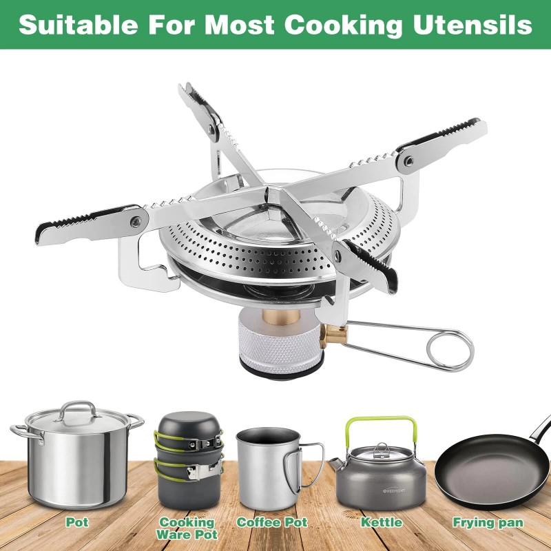 WADEO Camping Stove with 1LB Propane Tank Adapter, Fuel Can