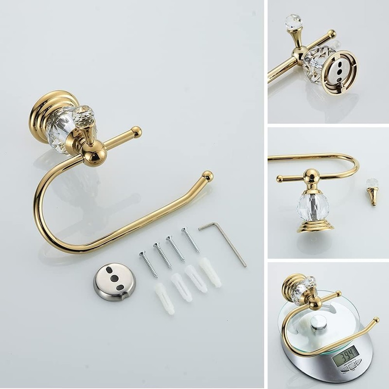 WNEBATH Gold Crystal Toilet Paper Holder, Golden Bathroom Toilet Paper