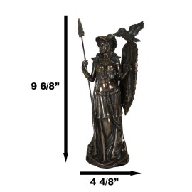 Greek Goddess Athena Wearing Helmet With Spear Aegis Shield And Owl Statue Decor
