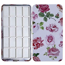 FCLUB Watercolor Palette Paint Tin Case with 20pcs White Plastic Empty Watercolor Full Pans Carrying Magnetic Squares- Artists Paint Palette for DIY Watercolor Travel Palette, Acrylics Painting