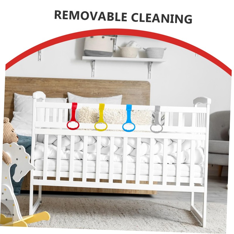 WOONEKY Infant Crib Pull Rings Set Baby Toddler Pull Up