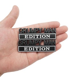 2pcs Metal Grumpy Man Edition Door Tailgate Bumper Emblem Bsdge Decals Fits for Universal Vehicle, Car, Truck, SUV Decoration (Black White)
