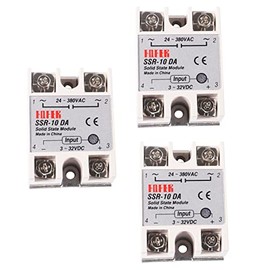 3pcs SSR-10DA Solid State Relay Module 250V 3-32V DC Input 24-380VAC Output