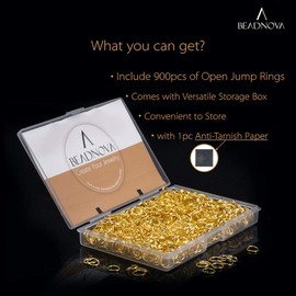 BEADNOVA 7mm Open Jump Rings for Jewelry Making Gold Jewelry Jump Rings for Keychains and Earrings (900Pcs)
