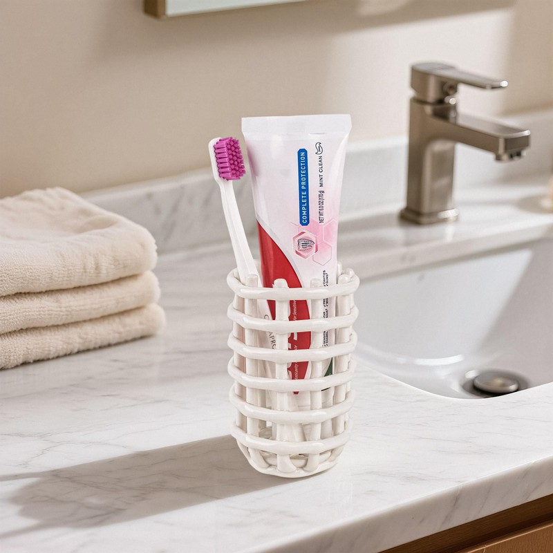 Linkidea Ceramic Countertop Toothbrush Holder, Minimalist Stand for Manual Toothbrush,