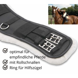 AMKA Short girth saddle girth faux fur padded 4 fold elastic roller buckles