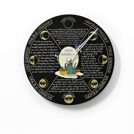 Moon Phase Wall Clock - Lunar Cycle - Round Black - Farmer Gift - Planting by the Moon - Moon Gardening - Gardener Gift Optional RGB LED 5V