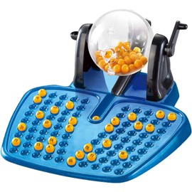 Bingo Lujo Grupo Gran  Juego de Bingo con 90 fichas, 38 Cartas, Jaula Rodillos, Tablero Maestro, 90 Bolas Colores, Diversión para Niños y Adultos