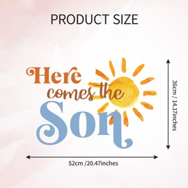 Here Comes The Son Baby Shower Decor - TrinhGuo Here Comes The Son Sign Decal for Balloons Arch Backdrop, Sun Themed Baby Shower Backdrop Decor, Colour Gender Reveal Party Decorations Decal for Boy