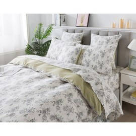 FADFAY College Duvet Cover Set Twin XL Vintage Rose Floral Bedding Shabby Peony Dorm Room Comforter Cover Set 100% Percale Cotton Ultra Soft Quilt Cover with Hidden Zipper Closure 3Pcs, Twin XL Size