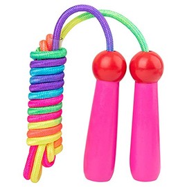 Jump Rope Set for Kids, Adjustable 8.5ft Cotton Rope, Colored Wooden Handles, Silica Gel Protection, Outdoor/Indoor Fitness Toy, Ages 5-12 (pink)