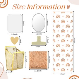 Newtay 14 Pcs Locker Accessories Kit Back to School Essentials Include Wallpaper, Magnetic Mirror, Whiteboard, Dry Erase Pen, Carpet, Magnetic Pen Holder, Clips, Magnets for Locker Decorations(Heart)